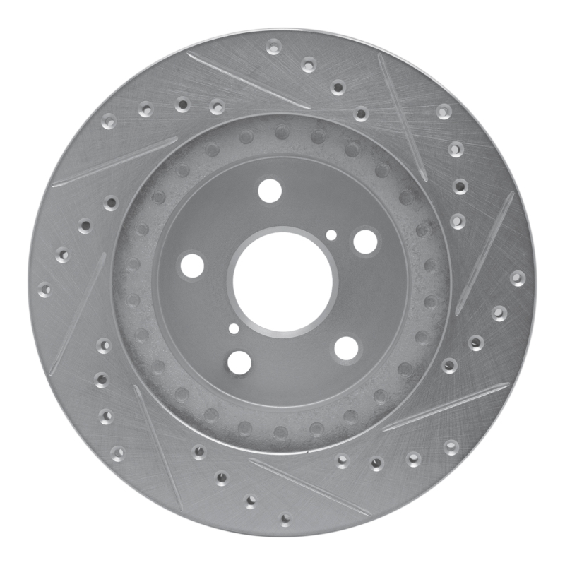 Toyota RAV4 Brake Rotor (1) - Front Left - R1 Concepts - Drilled & Slotted - Silver - `96-`03